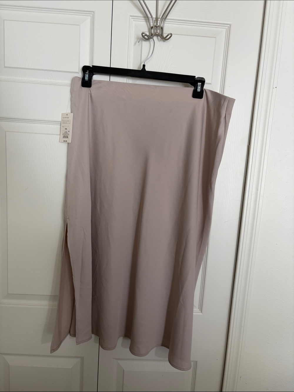 a new day Blush Cream Midi Skirt with Side Slit